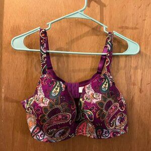Size 42C - Fashion Bug - Purple and Floral Bra w/ Underwire